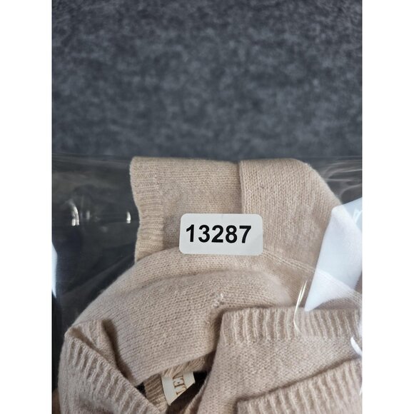 Ellen Tracy Sweater Womens Medium Beige 100% Cashmere Crewneck Pullover Knit - Picture 11 of 11